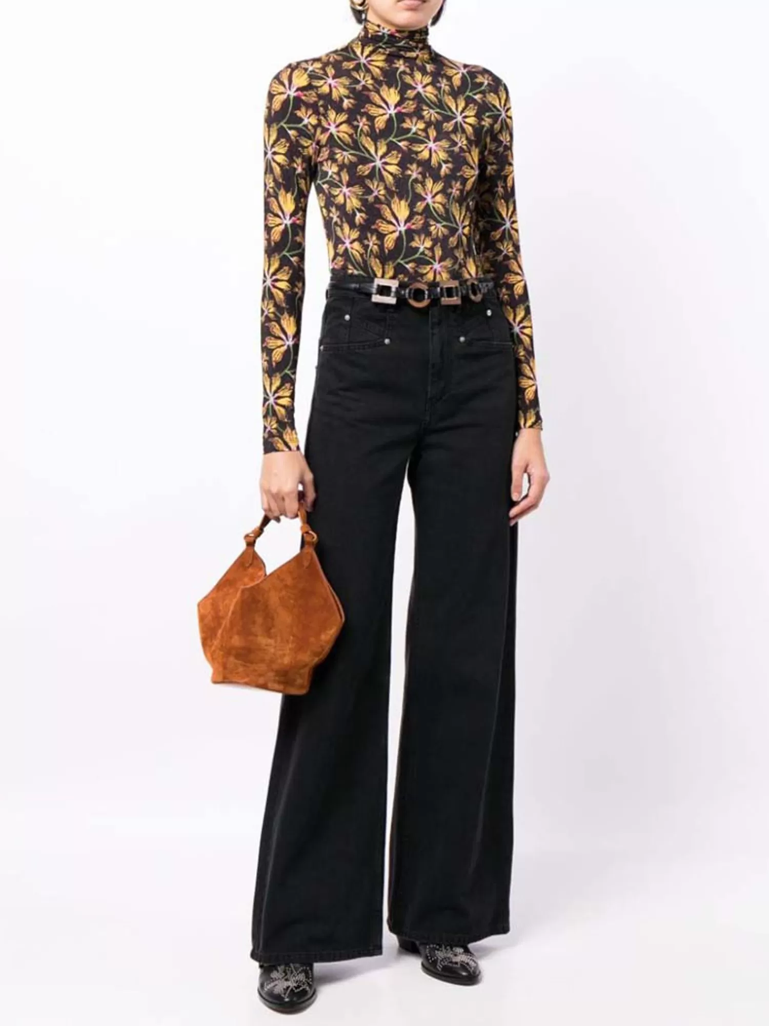 Tops*ULLA JOHNSON AURELIA TURTLENECK TOP FLORAL MAPLE