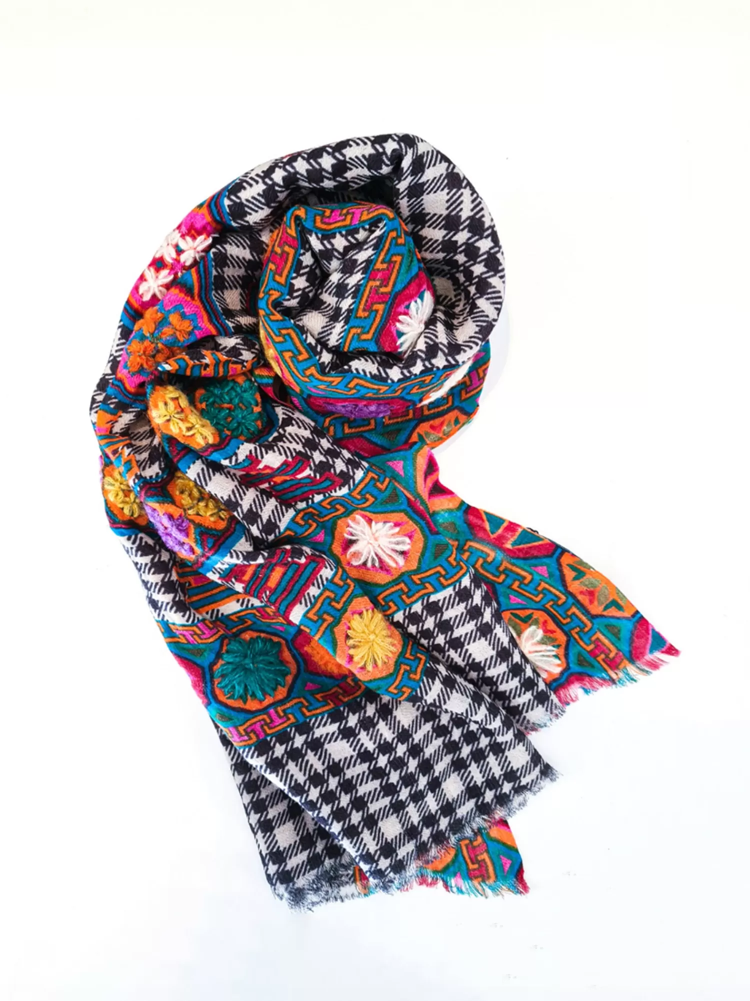 Accessories | Scarves*Leathersmith of London BLACK MULTI WOOL SCARF