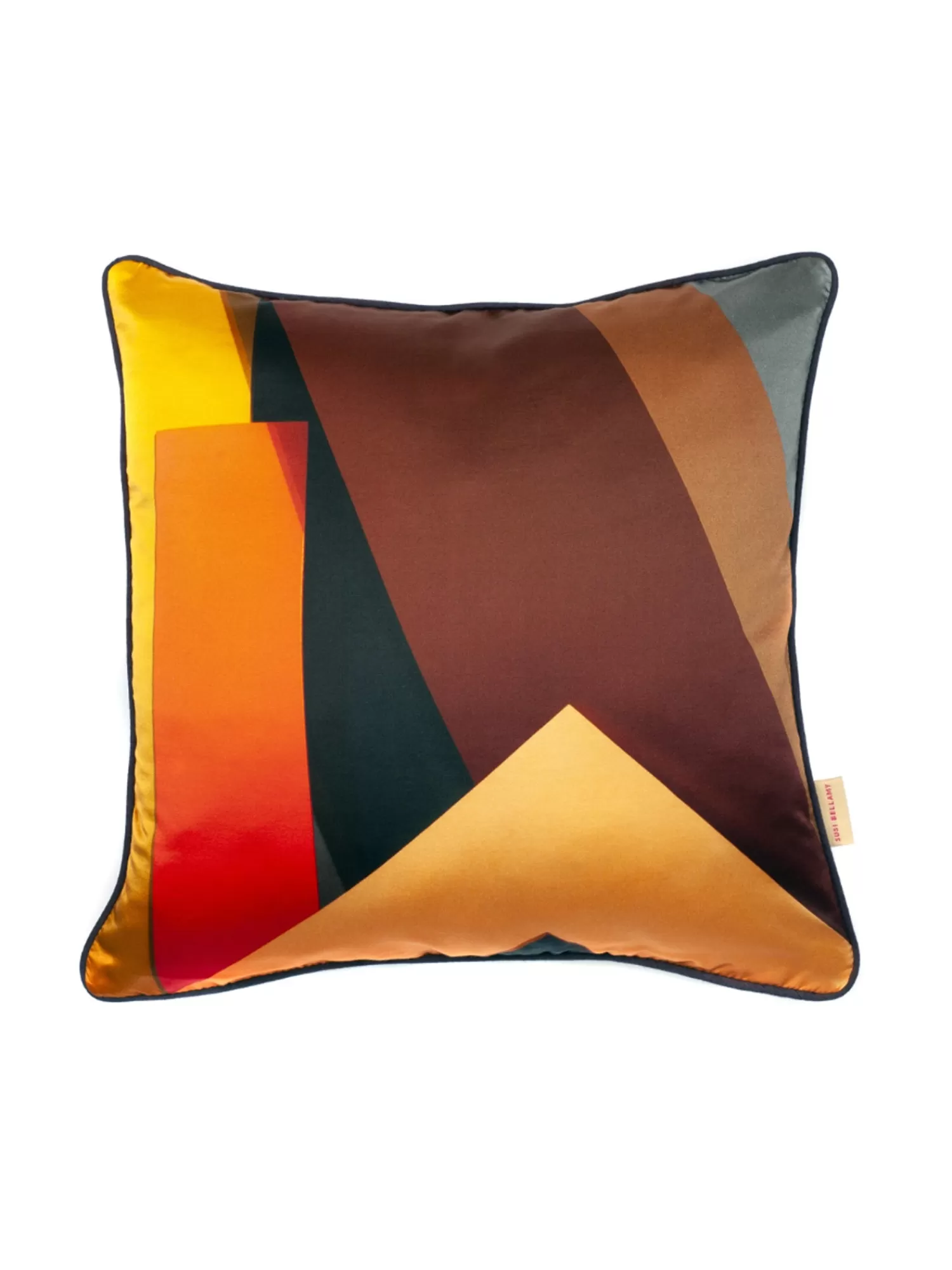 Homeware*Susi Bellamy Brown Plinth Silk Cotton Square Cushion