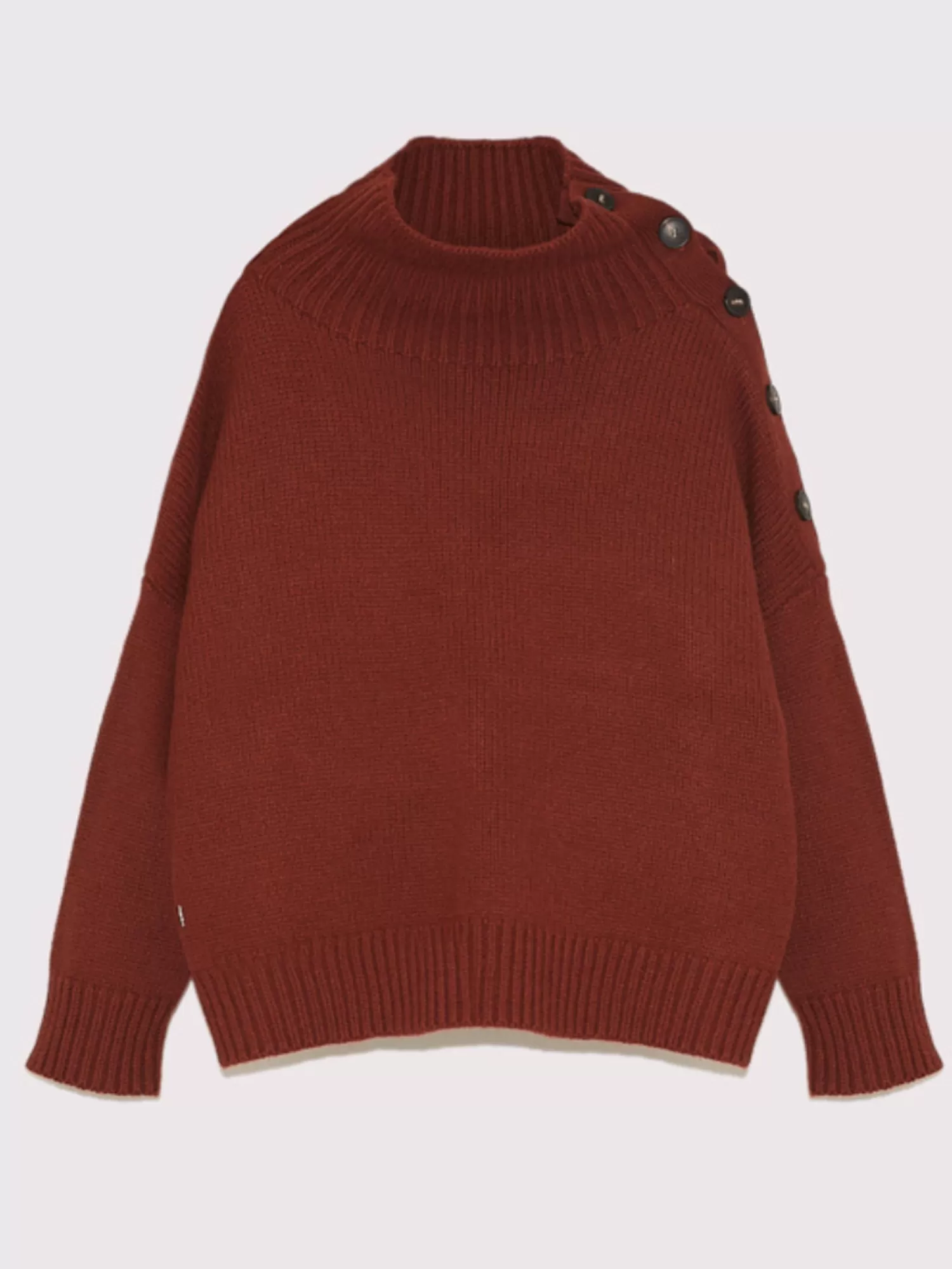 Knitwear*YVES SALOMON CASHMERE FUNNEL NECK SWEATER BURGUNDY