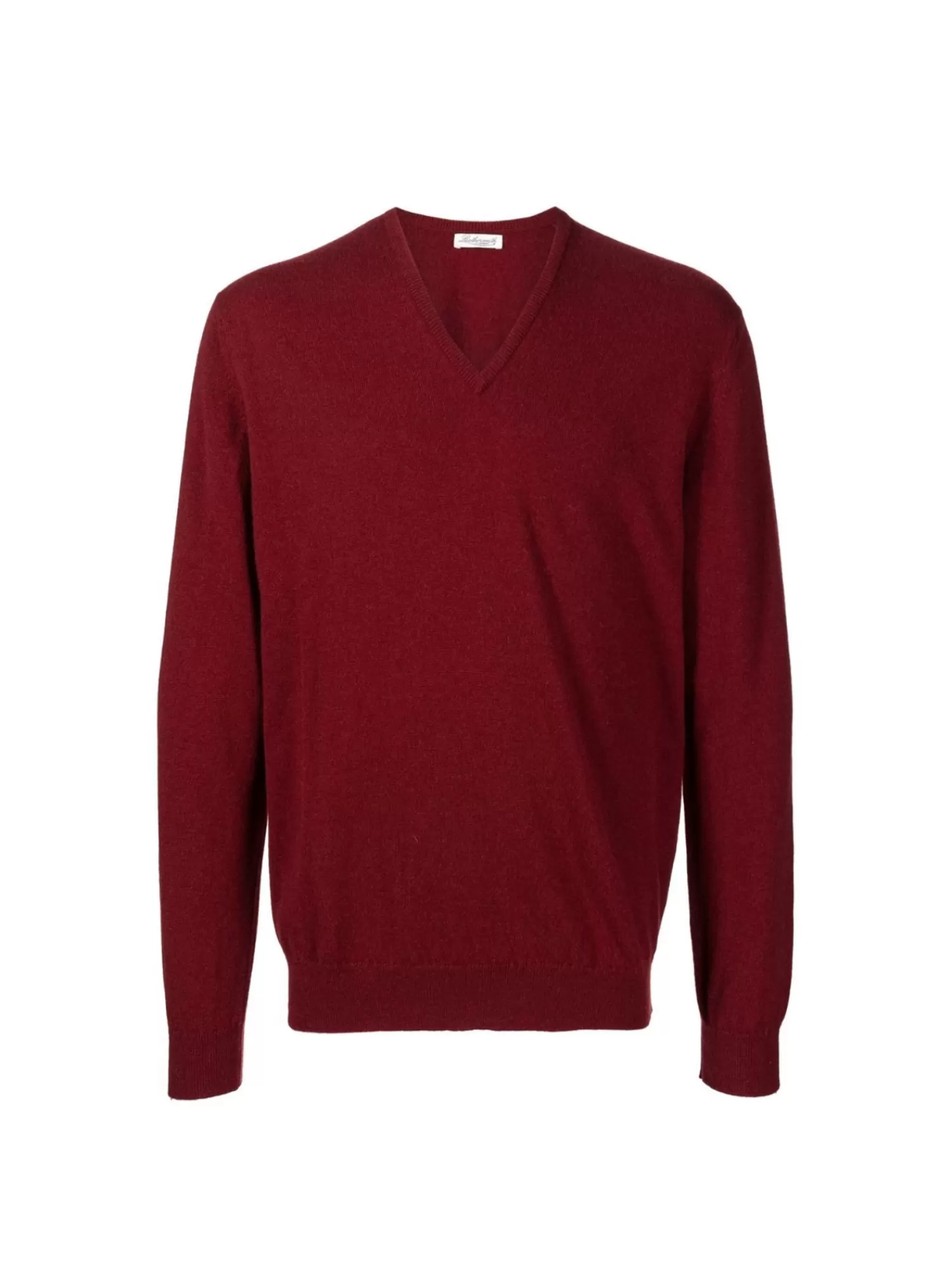 Knitwear*Leathersmith of London CASHMERE V-NECK SWEATER BURGUNDY