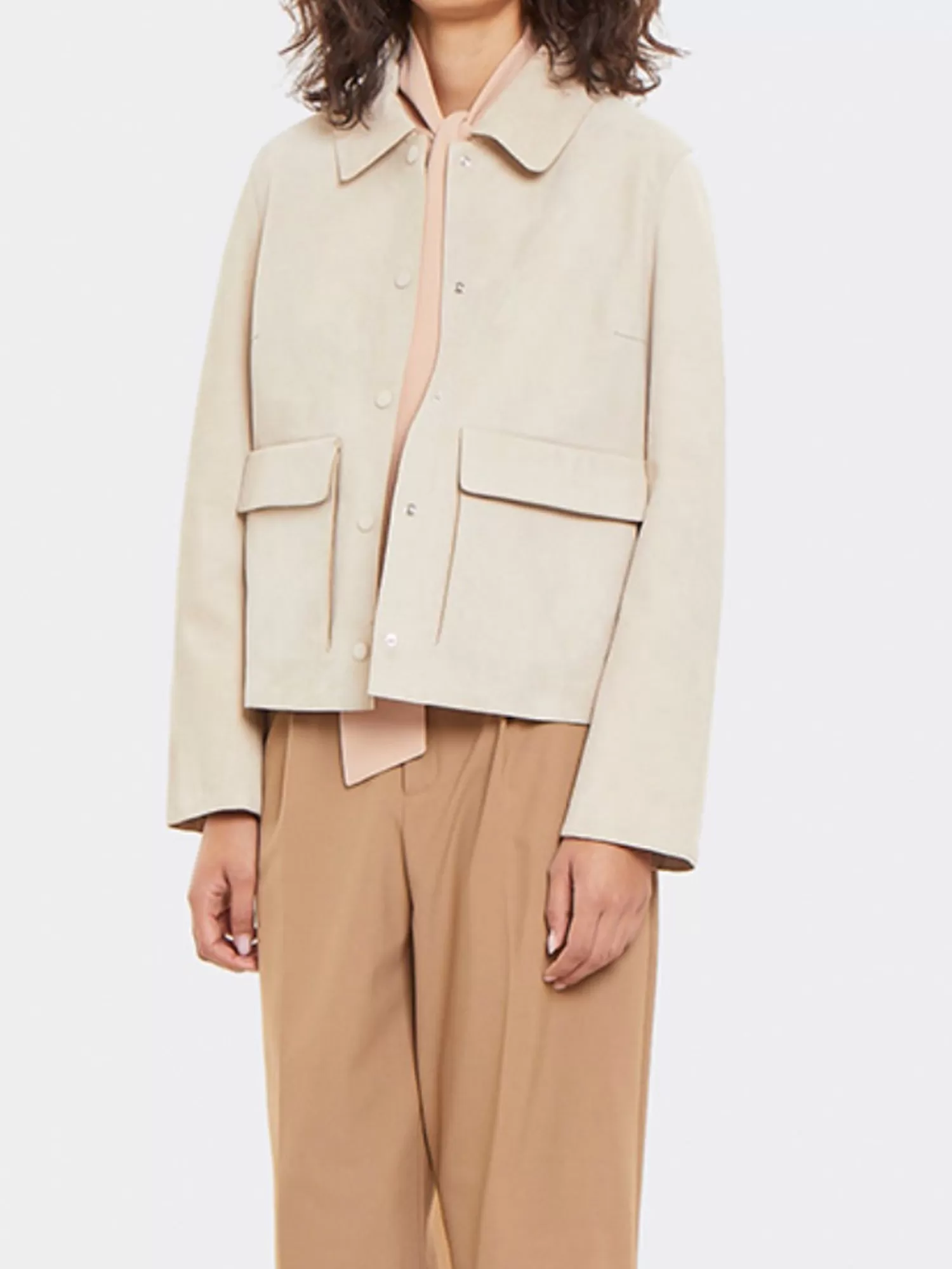 Coats & Jackets*Yves Salomon CREAM SUEDE JACKET