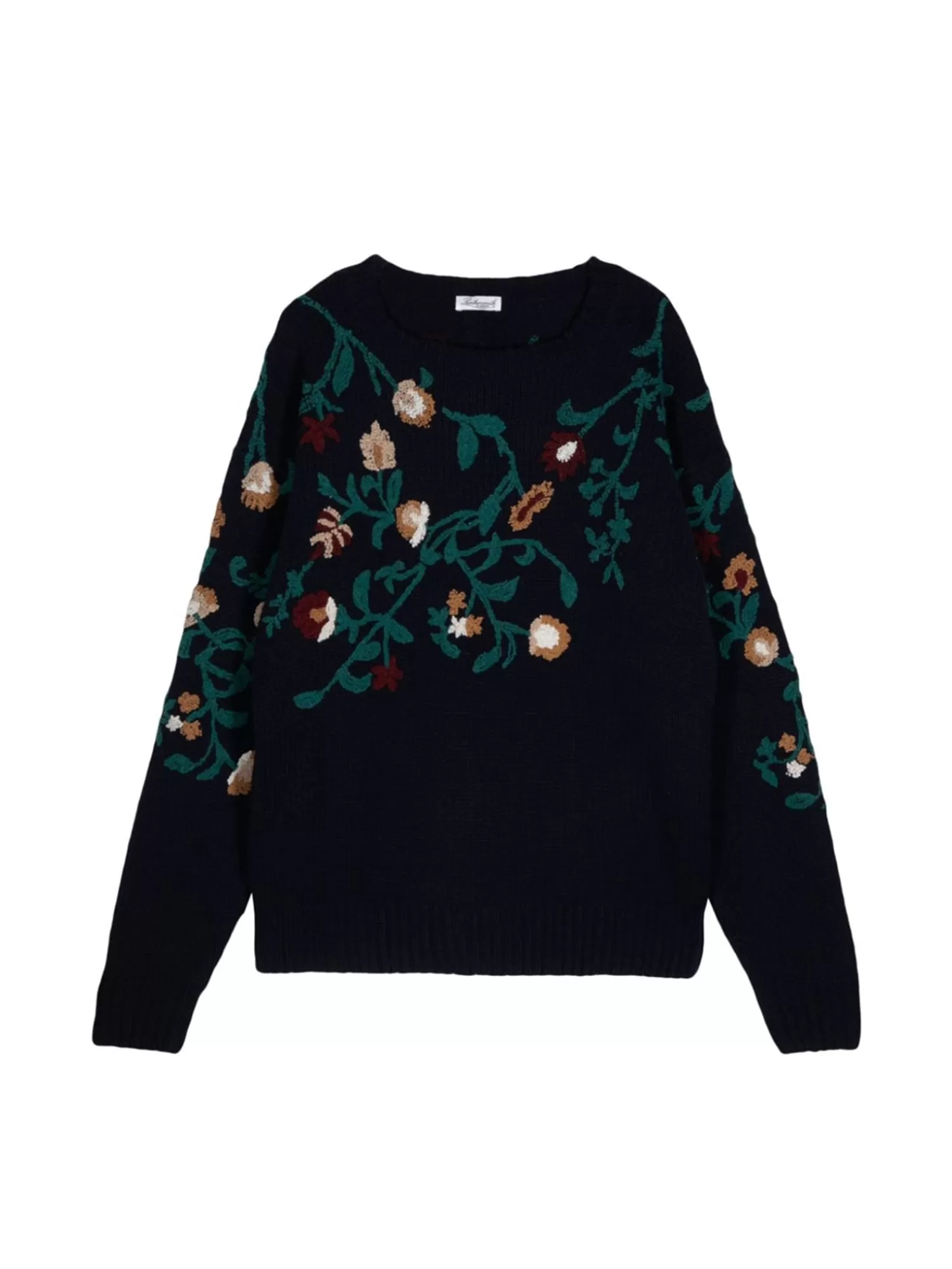 Knitwear*LEATHERSMITH EMBROIDERED FLORAL CREWNECK KNIT NAVY