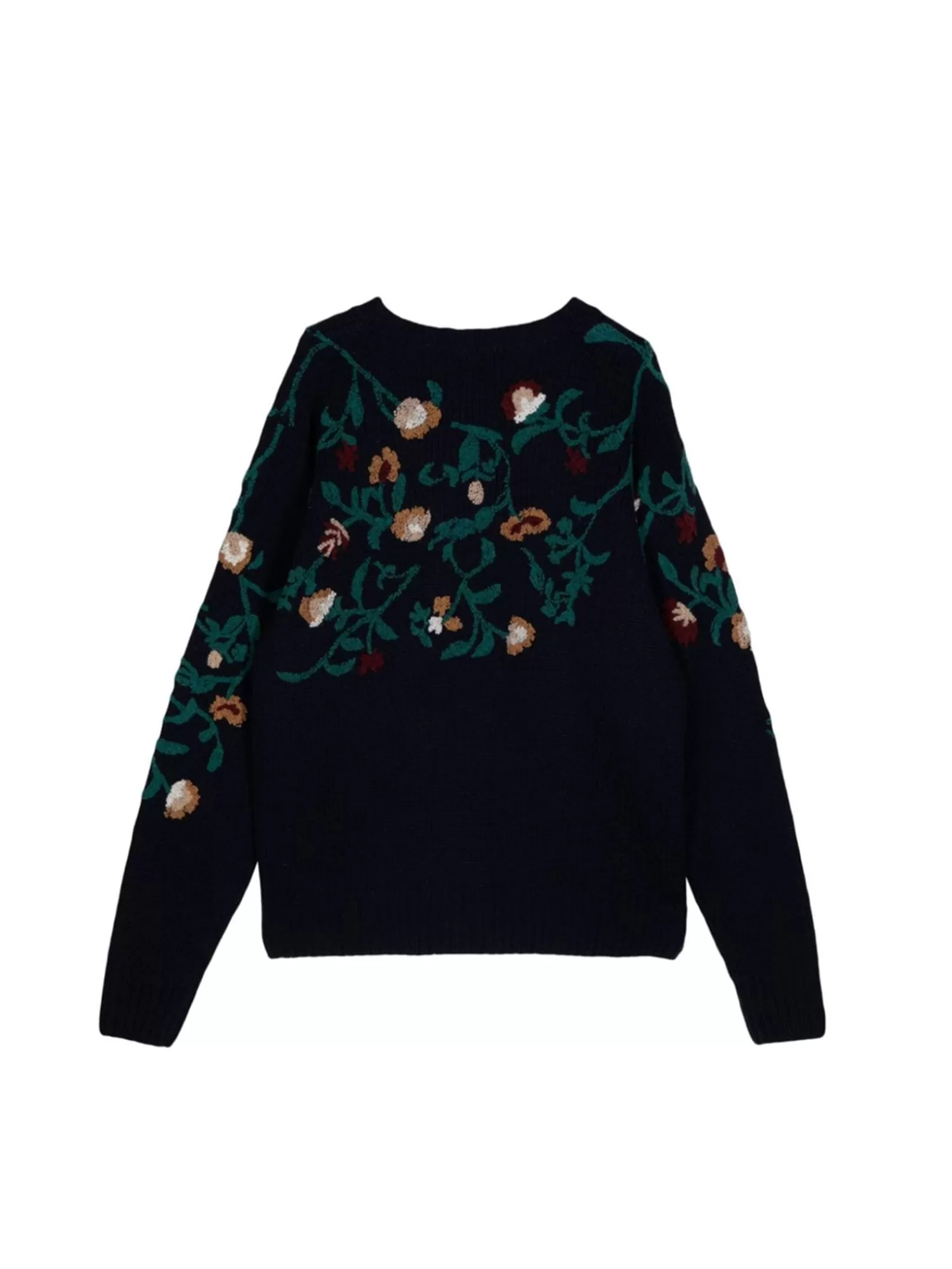 Knitwear*LEATHERSMITH EMBROIDERED FLORAL CREWNECK KNIT NAVY