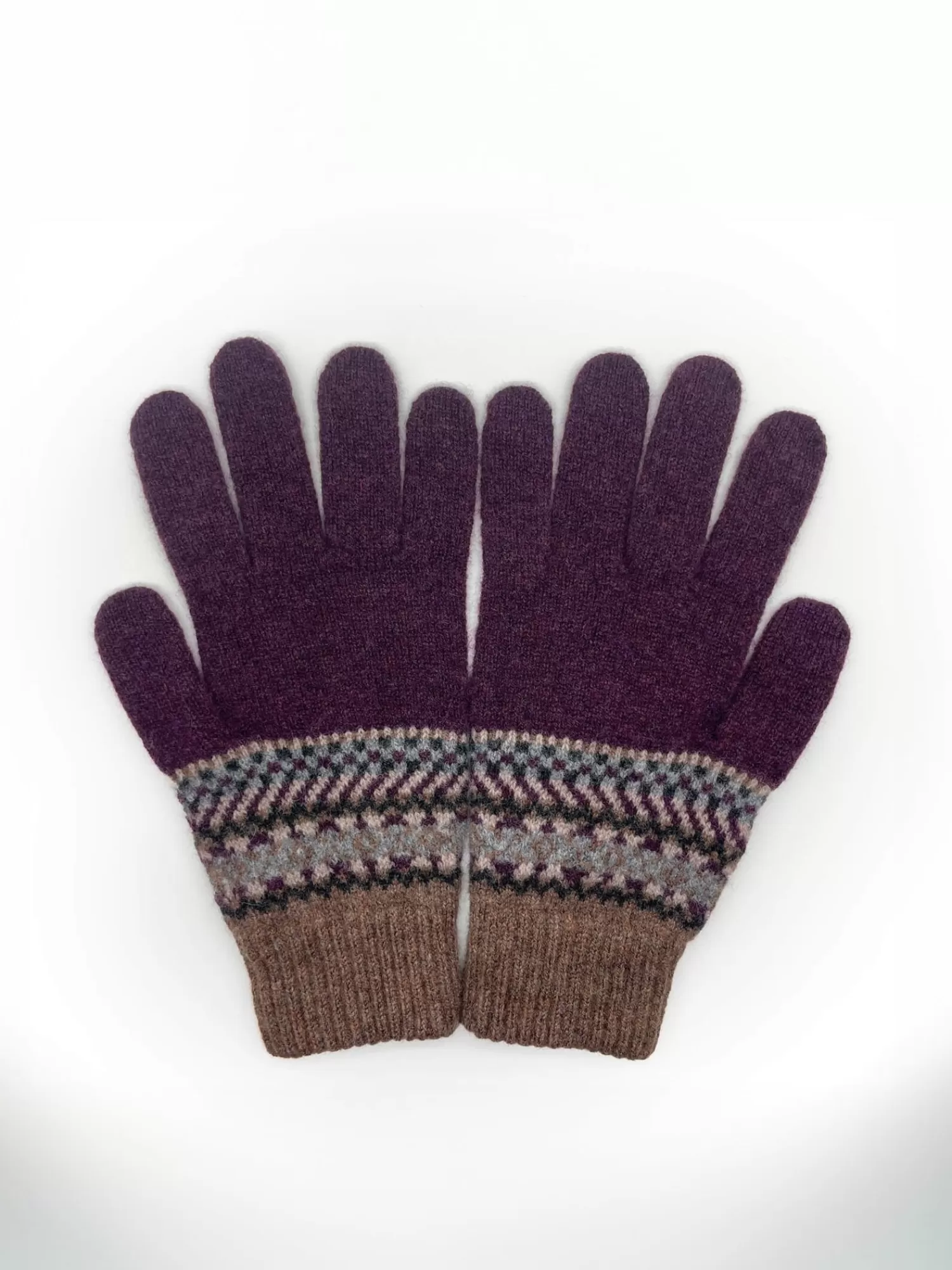 Hats & Gloves*Leathersmith of London FAIR ISLE GLOVES PURPLE