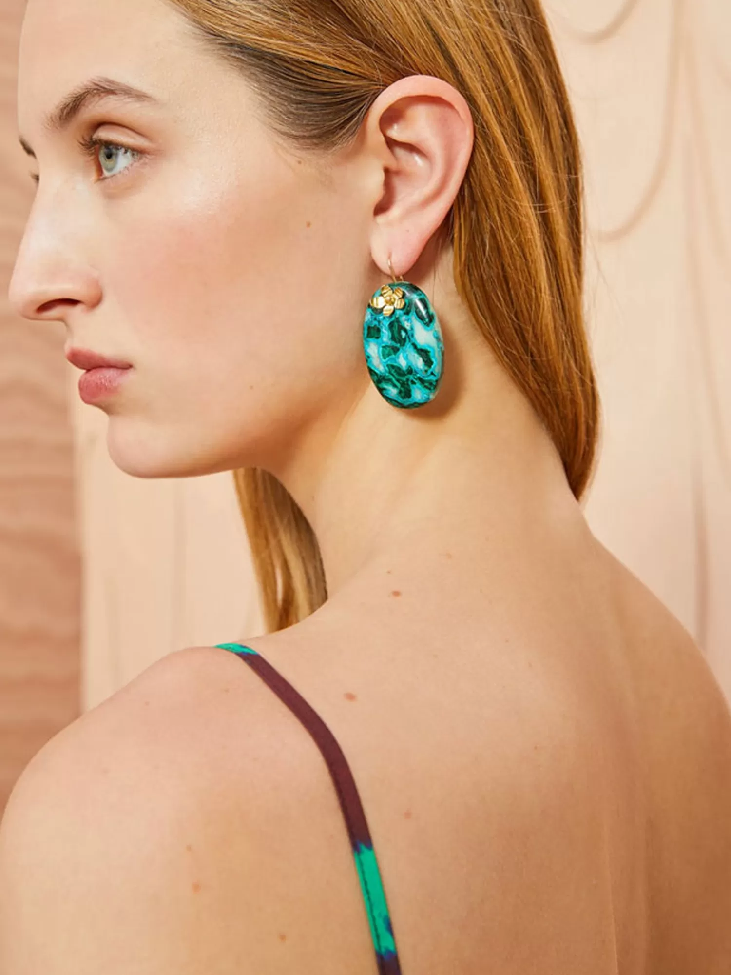 Jewellery*ULLA JOHNSON HAMMERED STONE EARRINGS TURQUOISE