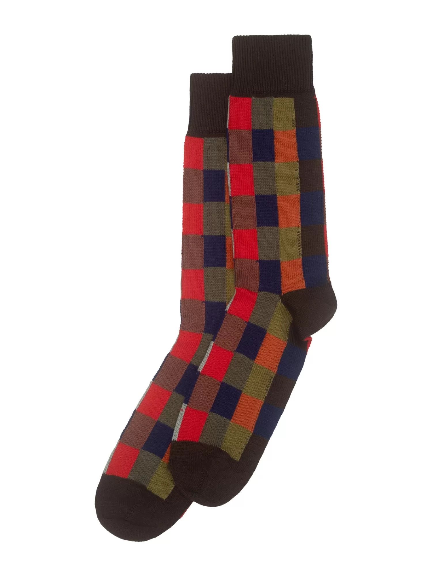 Socks*Leathersmith of London HARLEQUIN SOCK - CHOCOLATE/NAVY