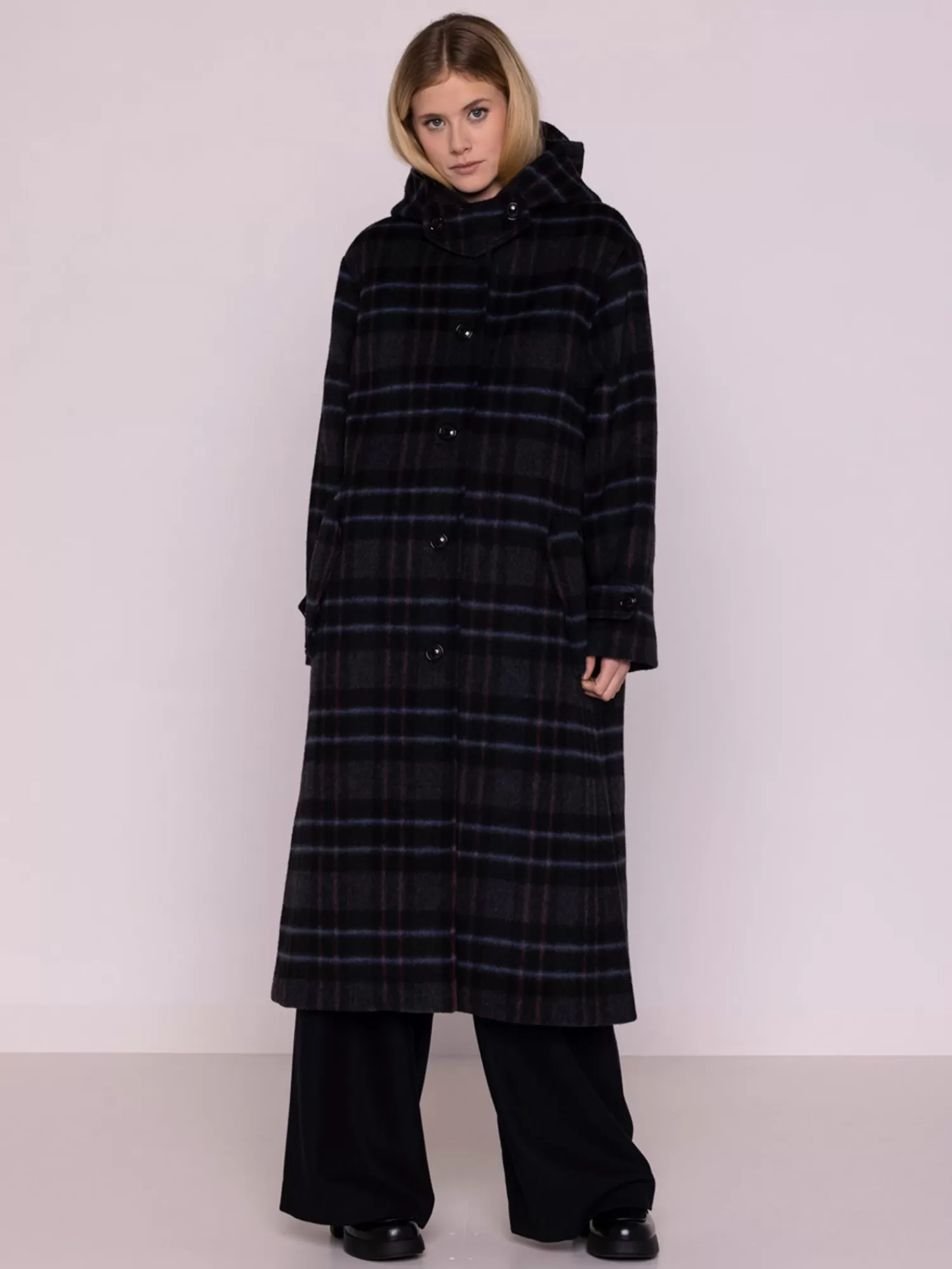 Coats & Jackets*MAISON LENER HOODED WOOL COAT CHECK MULTI