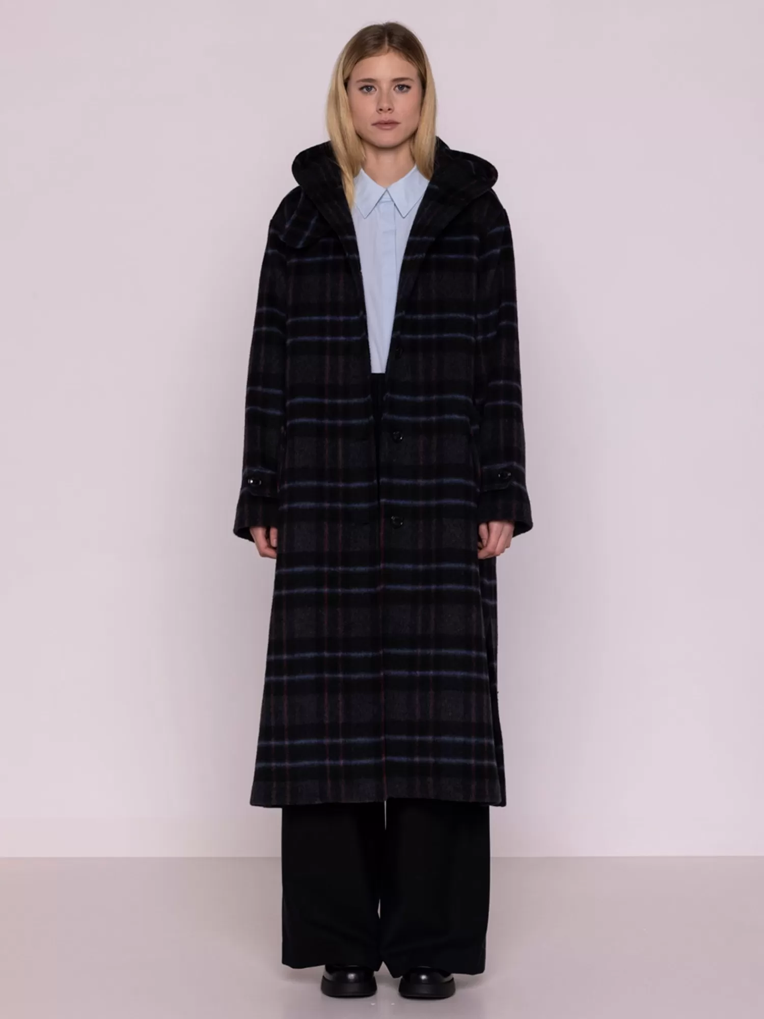 Coats & Jackets*MAISON LENER HOODED WOOL COAT CHECK MULTI