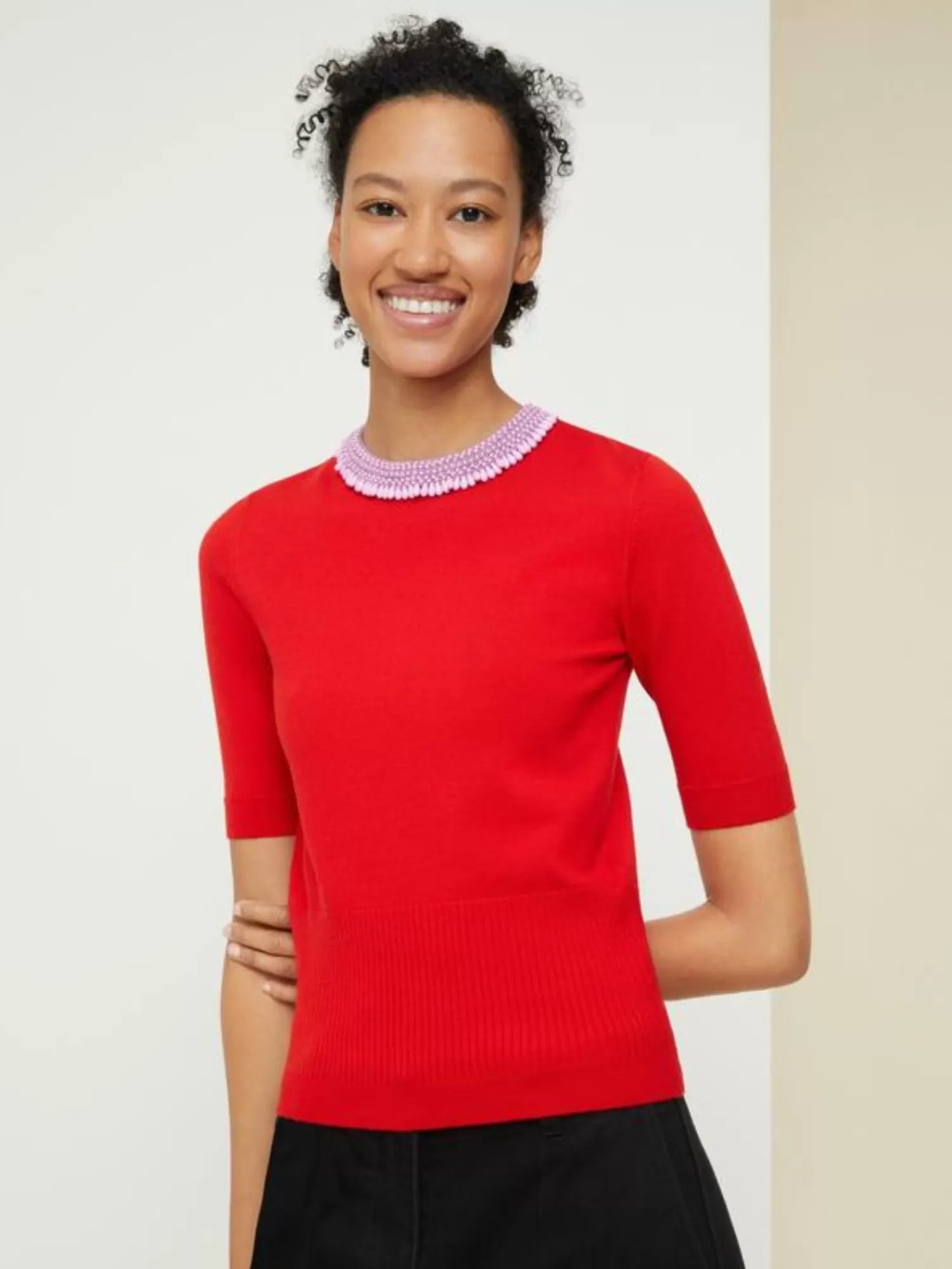 Knitwear*Patou KNITTED EMBROIDERED TOP