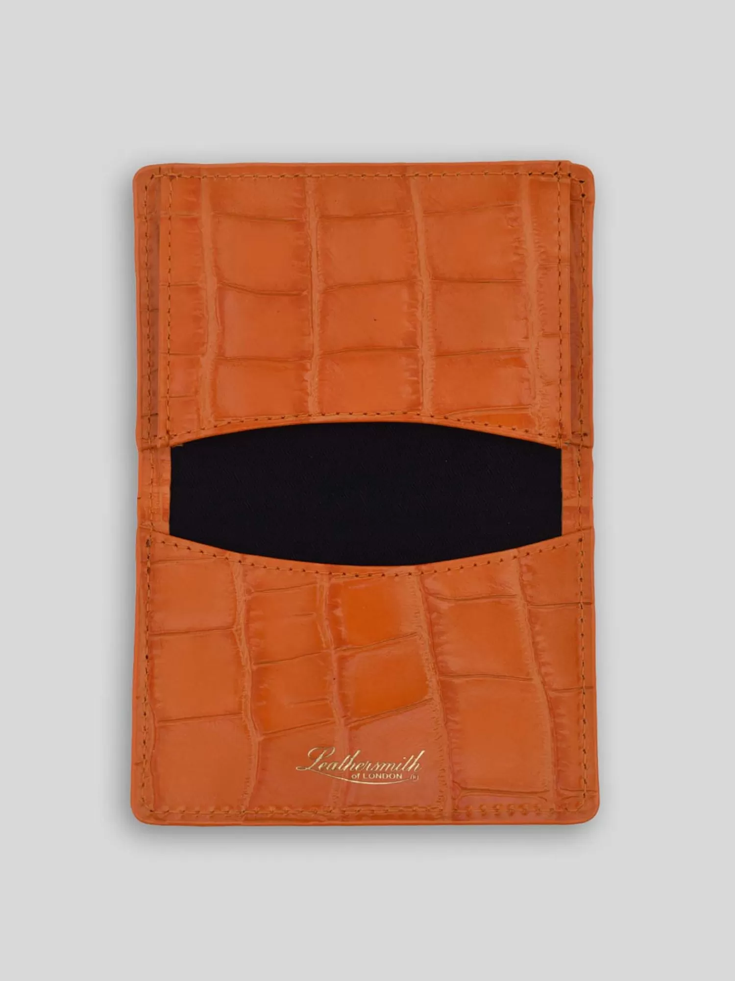 Small Leather Goods*LEATHERSMITH LABCH CARD HOLDER CROC TANGERINE ORANGE