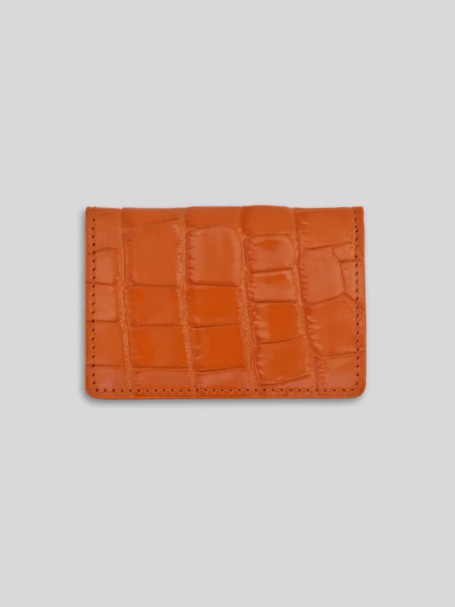 Small Leather Goods*LEATHERSMITH LABCH CARD HOLDER CROC TANGERINE ORANGE