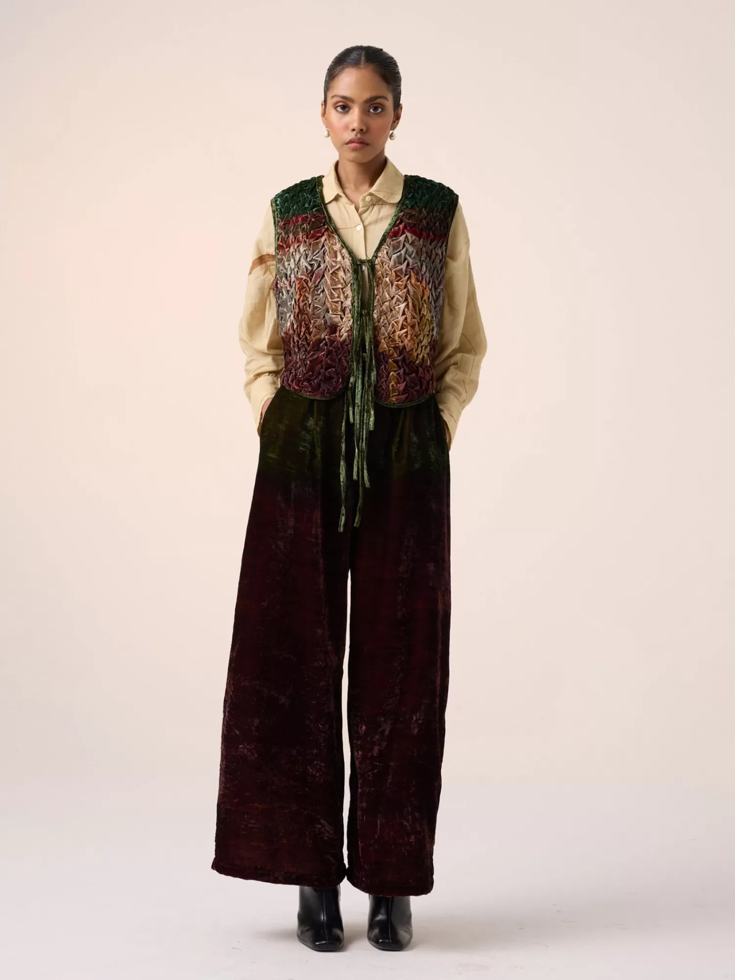 Trousers & Jeans*CORD LOUNGE PANT PURPLE VILLAGE MULTI