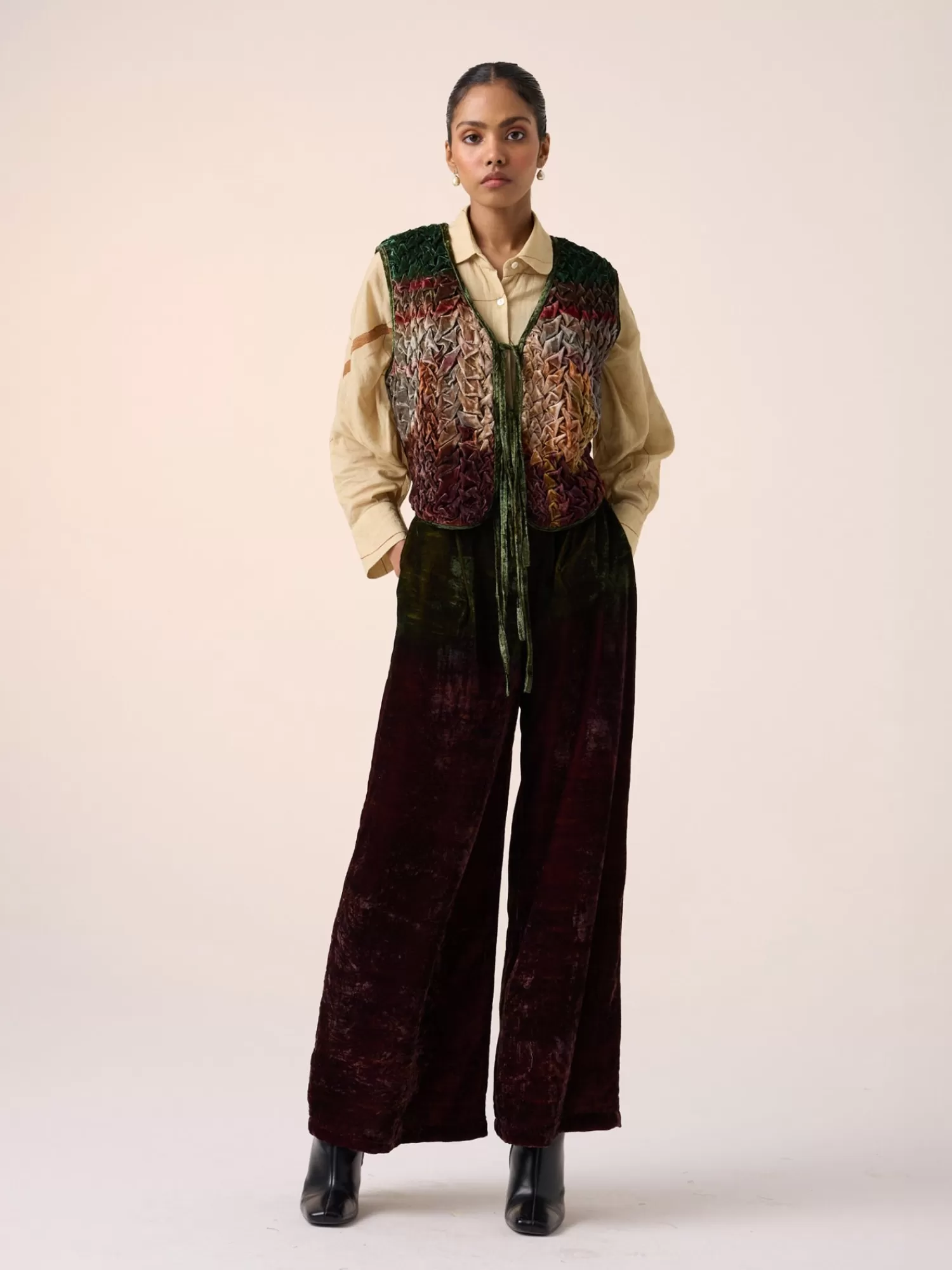 Trousers & Jeans*CORD LOUNGE PANT PURPLE VILLAGE MULTI