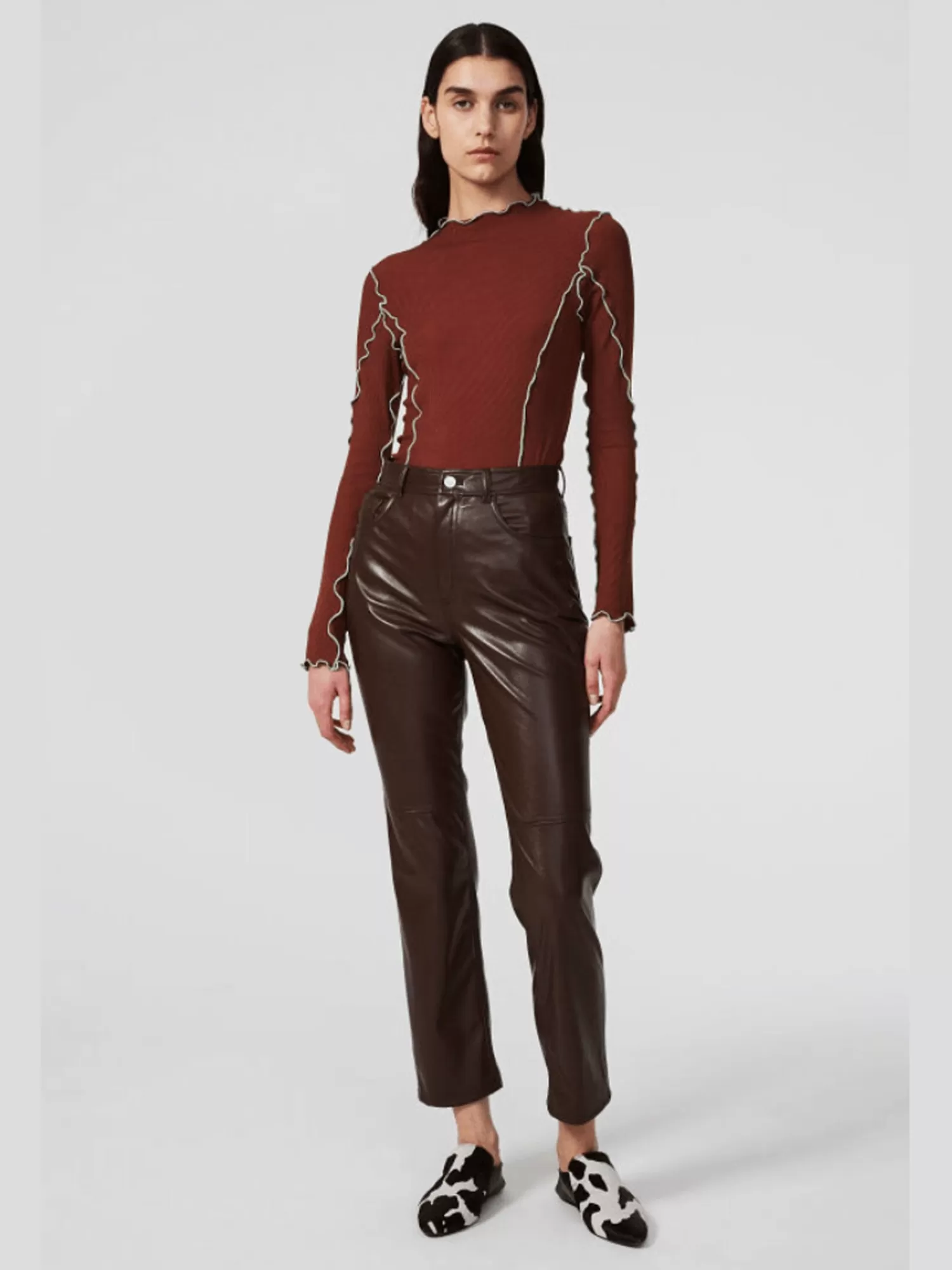 Trousers & Jeans*RODEBJER LOURA LEATHER TROUSERS CHOCOLATE