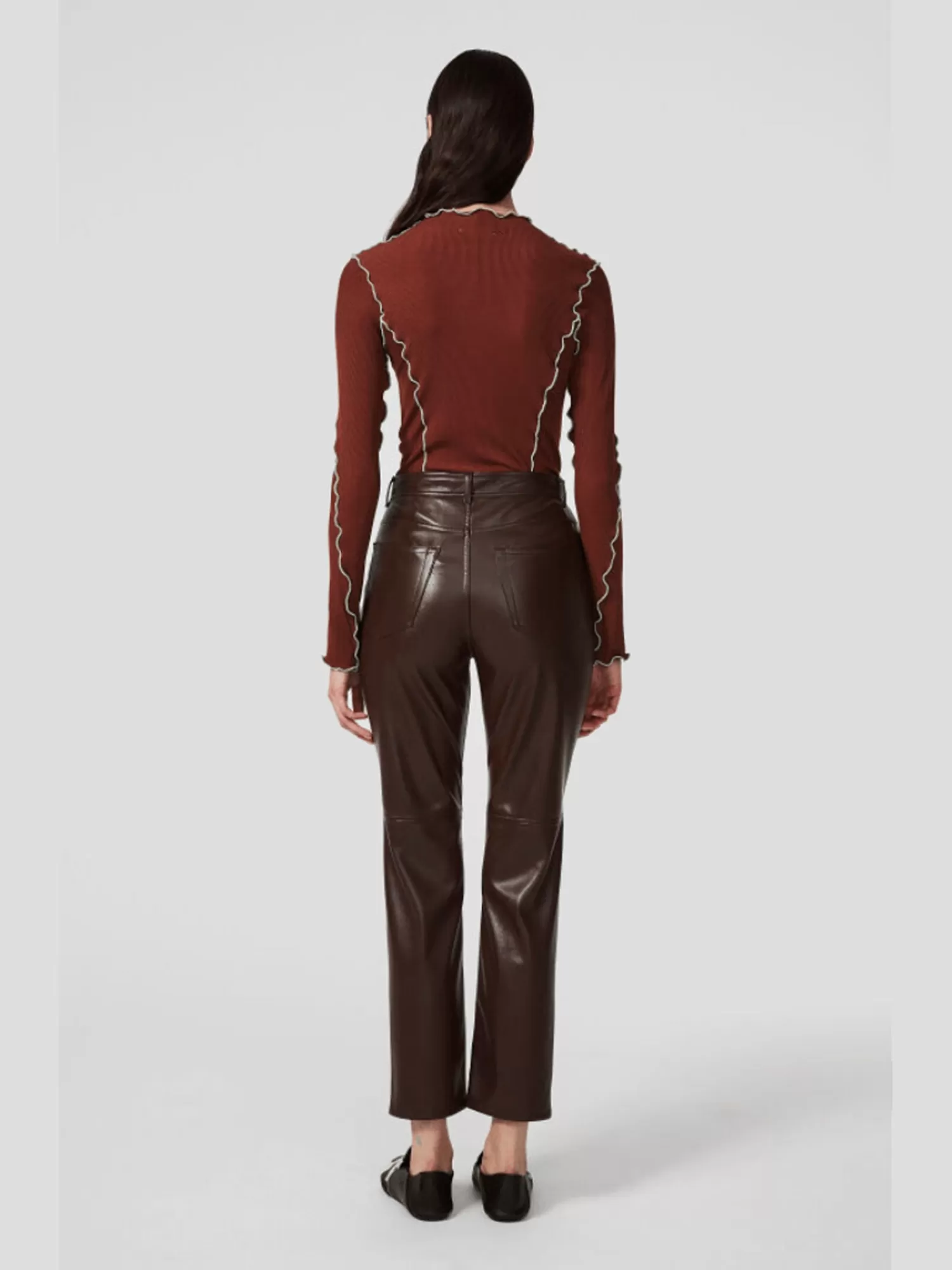 Trousers & Jeans*RODEBJER LOURA LEATHER TROUSERS CHOCOLATE