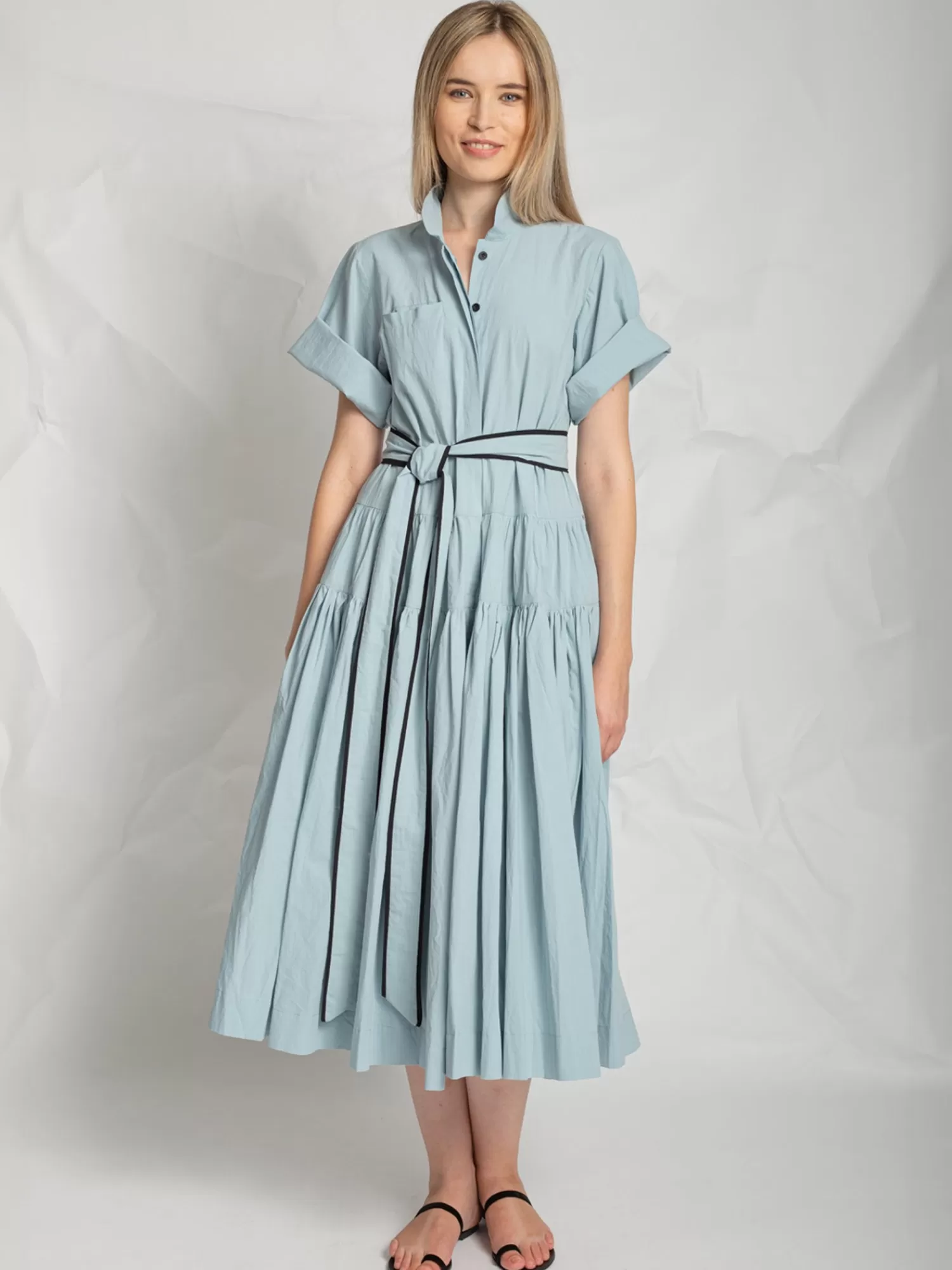 Dresses*LES FILLES D'AILLEURS R867 MIDI DRESS PALE BLUE