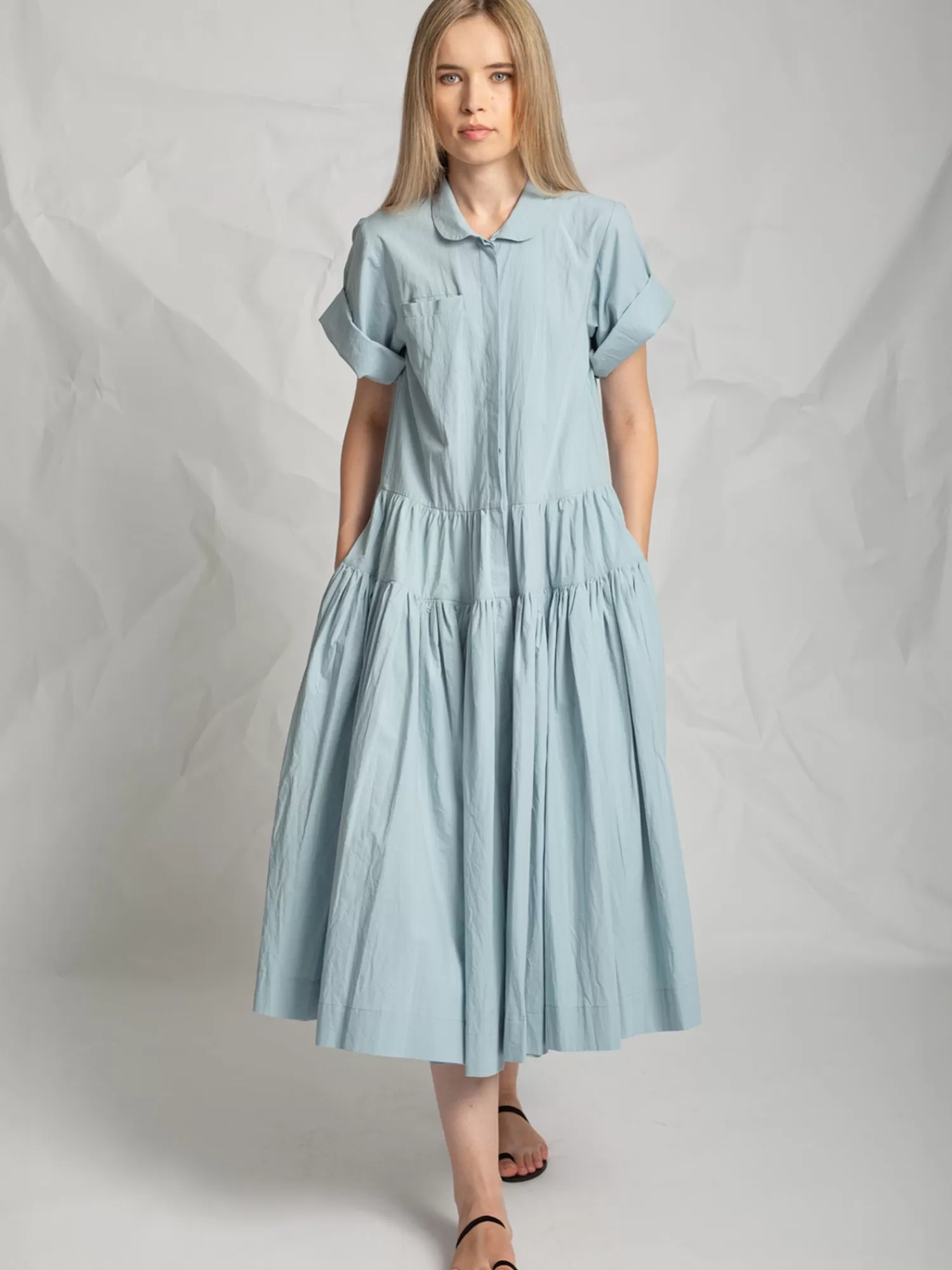 Dresses*LES FILLES D'AILLEURS R867 MIDI DRESS PALE BLUE