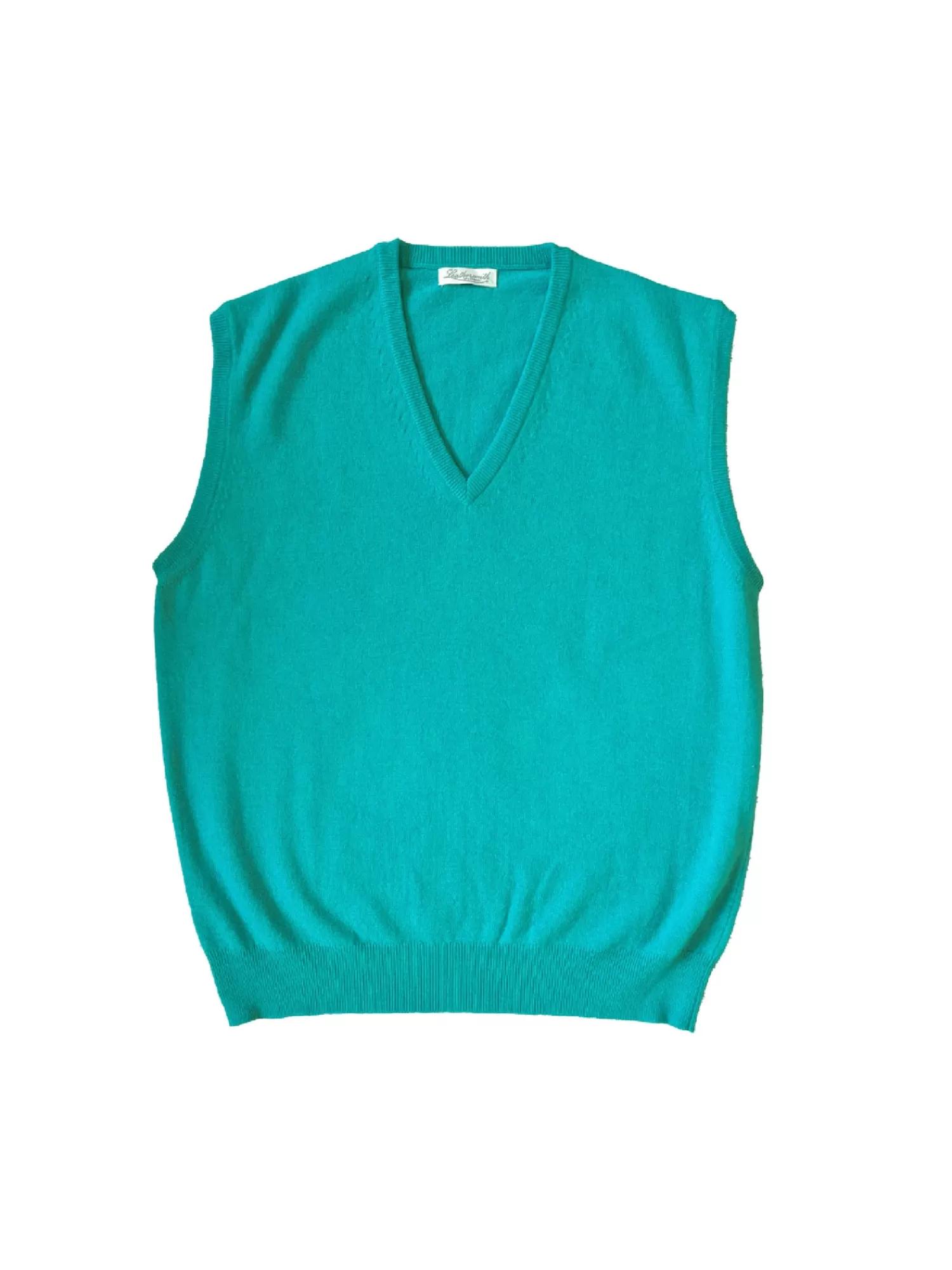 Knitwear*Leathersmith of London SLEEVELESS V-NECK CASHMERE SWEATER TURQUOISE