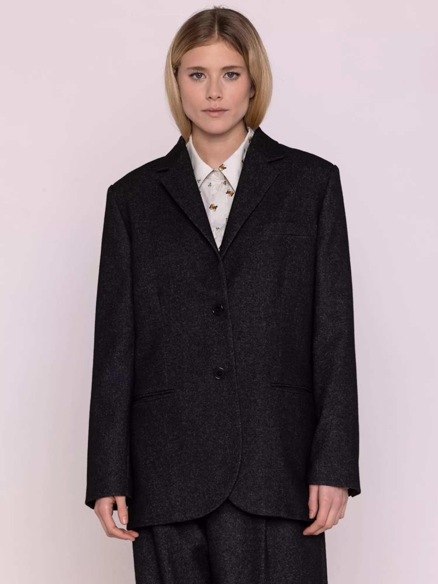 Coats & Jackets*MAISON LENER WOOL BLAZER DARK GREY